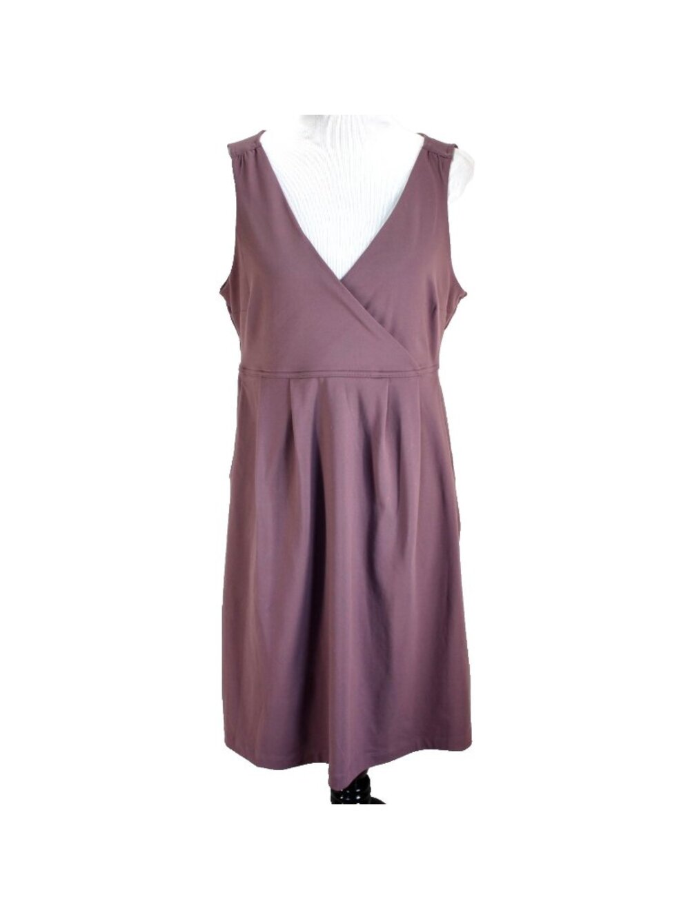 Eddie Bauer Tank Dress Womens Size L Solid Purple Sleeveless V Neck Pockets
